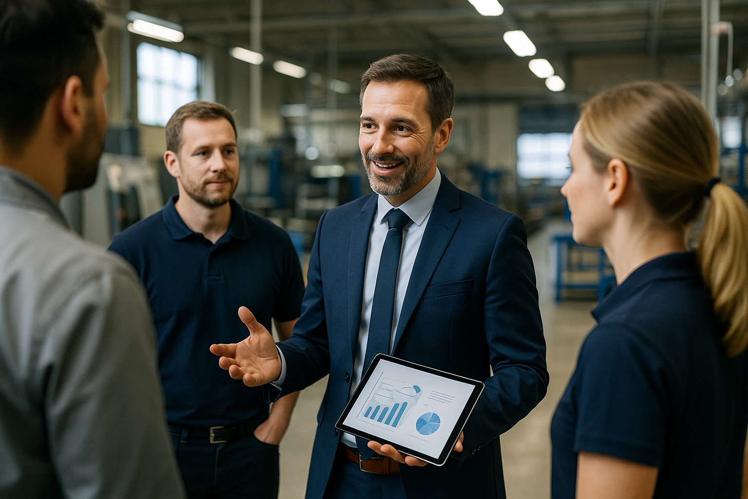 Prozessbegleitung in Unternehmen – Teammeeting in der Produktion